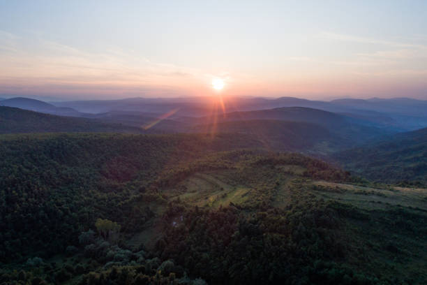 istock Beautiful sunset in nature, aerial view 1179633181