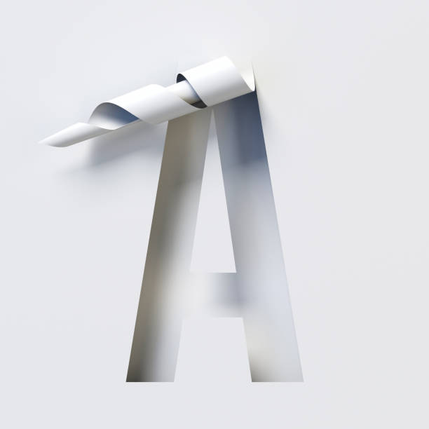 istock Cut out curled paper font 3d rendering letter A 1179633212