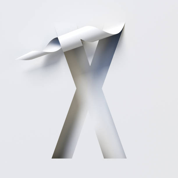 istock Cut out curled paper font 3d rendering letter X 1179633465