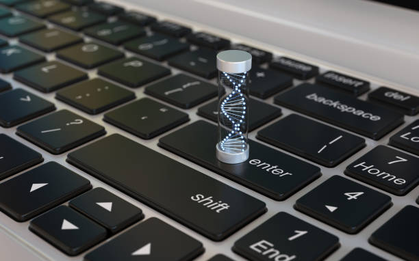 istock DNA 3d icon on laptop keyboard, DNA research concept, online genotype testing 1179633689