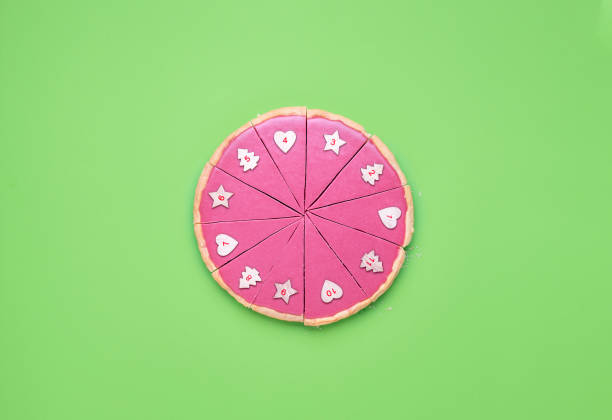 istock Pink chocolate pie sliced and Christmas Advent concept 1179634282