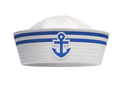 Sombrero marinero con emblema de ancla azul photo