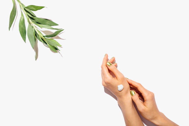 istock Drop of nutritious protective cream on female hands 1179640476