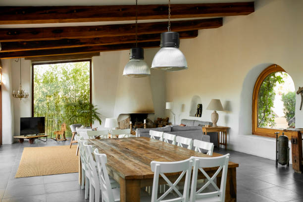 istock Wooden chairs and dining table in house 1179640543