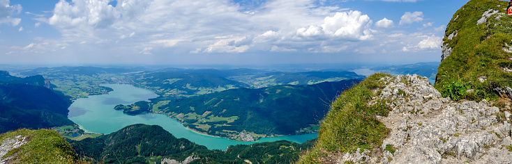 Panorama Mondsee from above in the Salzkammergut