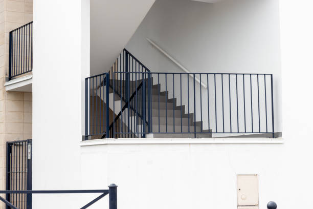 Delivberately blurred image of an external staircase to an apartment in Venice. It is blurred to give a sense of danger or foreboding.