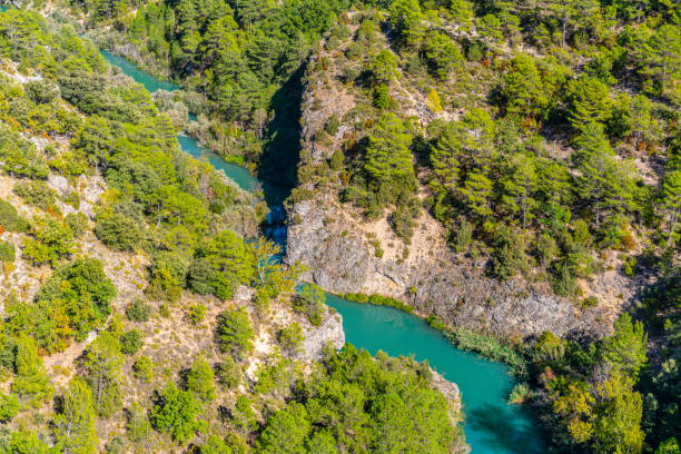istock Jucar River in Cuenca aerial from Ventano Diablo 1179642297