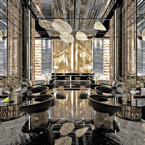 istock 3d render of hotel lobby interior. 1179643510