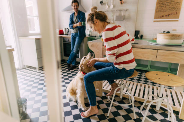 Morning in the kitchen with our dog