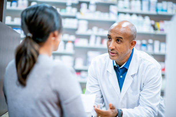 Pharmacy stock photo Medical professionals and pharmacists provide medication at the pharmacy. chemist photos stock pictures, royalty-free photos & images