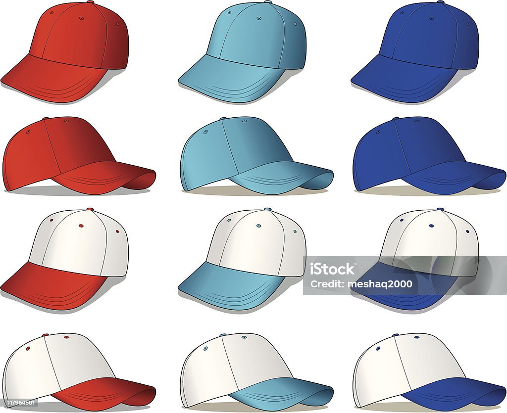 Casquettes de Baseball-bleu et rouge versions - clipart vectoriel de Espace blanc libre de droits