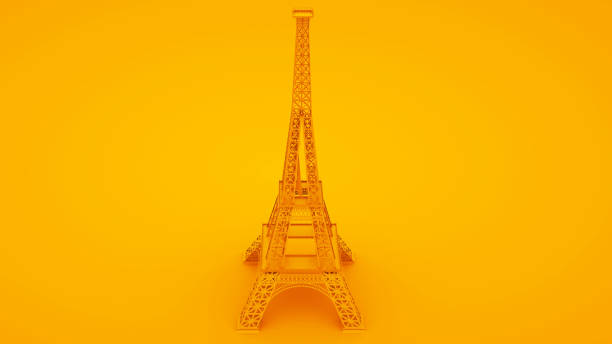 istock Yellow Eiffel tower isolated on yellow background. 3d Illustration 1179646177