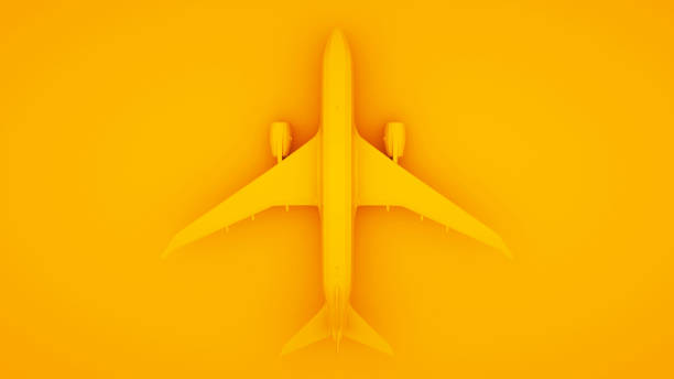 istock Airplane, isolated on yellow background. 3d Illustration 1179646207