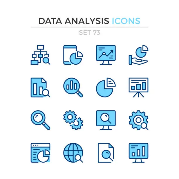 Vector illustration of Data analysis icons. Vector line icons set. Premium quality. Simple thin line design. Modern outline symbols collection, pictograms.