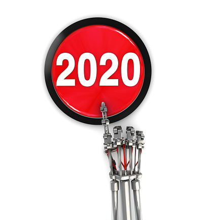Robot Hand Touching 2020 Button