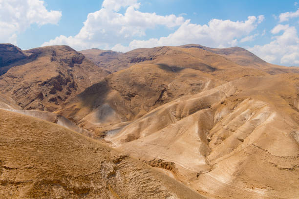 Dry desert mountain landscape with no trees in Palestine