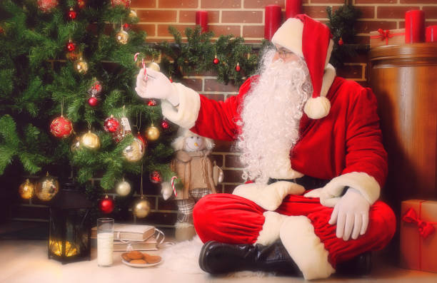 istock Santa Claus with Christmas tree 1179649970