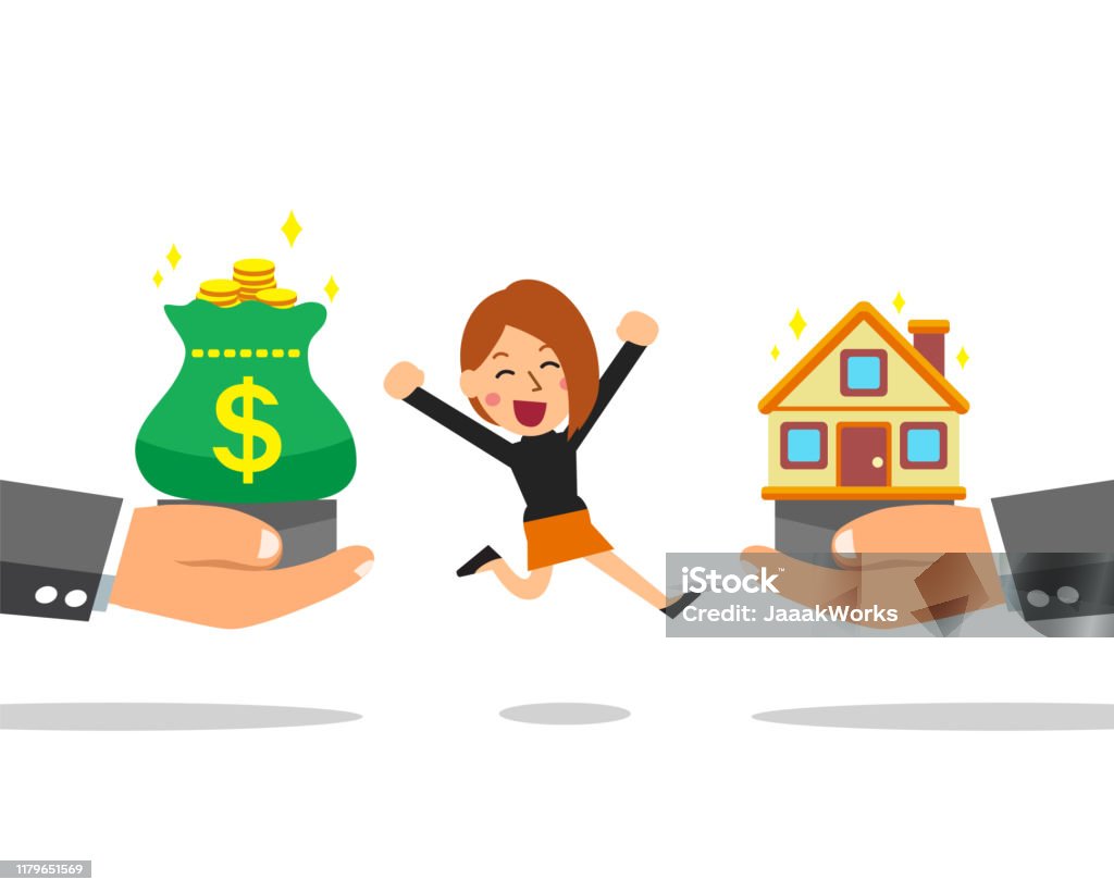Ilustración de Empresaria De Concepto De Negocio De Dibujos Animados Con Casa Y Dinero y más Vectores Libres de Derechos de Adulto - iStock Ilustración de Empresaria De Concepto De Negocio De Dibujos Animados Con Casa Y Dinero y más Vectores Libres de Derechos de Adulto - iStock