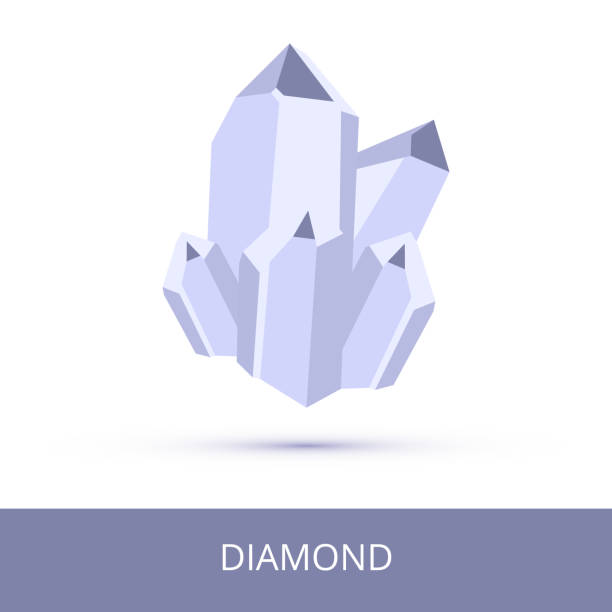 illustrations, cliparts, dessins animés et icônes de icône de minéralogie vectorielle de forme solide du diamant de carbone d'élément de l'échelle de mohs de dureté minérale isolée sur un fond blanc. - white currency remote shiny