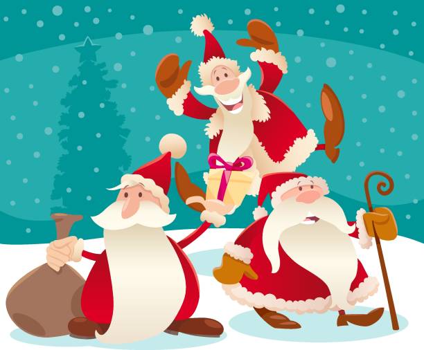 istock Christmas design with cartoon Santa Claus and snow 1179652664