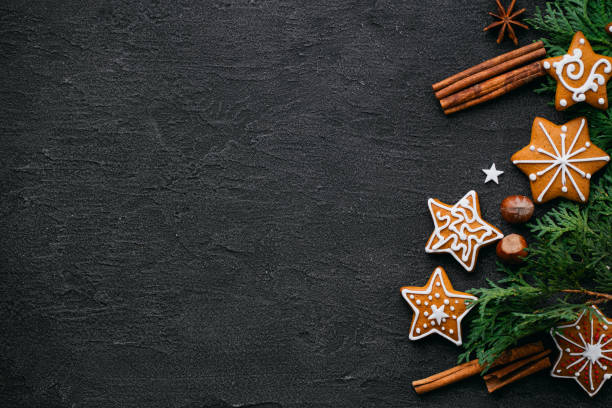 istock Christmas background with gingerbread cookies 1179656349