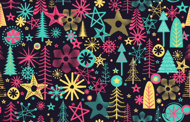 weihnachten schneeflocke hintergrund. nahtloses muster. - christmas tree dirty winter grunge stock-grafiken, -clipart, -cartoons und -symbole