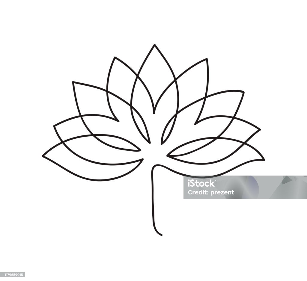 Lotus Icon Logo Outline Illustration Of Lotus Flower Black And ...