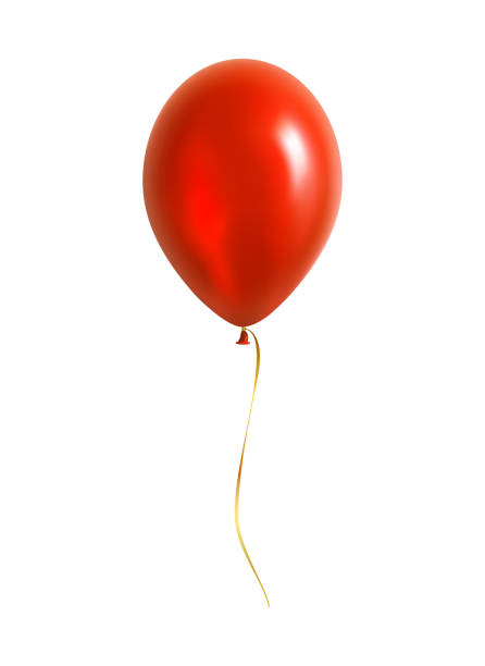 roter ballon mit gelbem band - isolated on a white background stock-grafiken, -clipart, -cartoons und -symbole