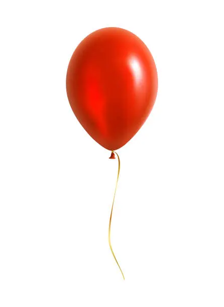Vector illustration of Red Balloon with Yellow Ribbon