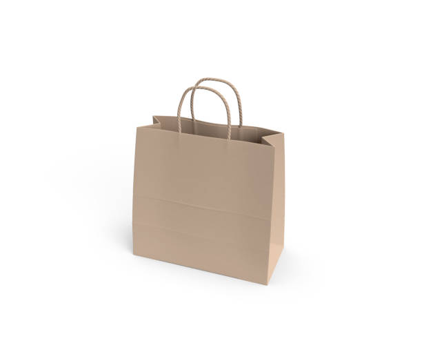 istock Kraft Shopping Bag Mockup (angle) with outline paths. 1179660069