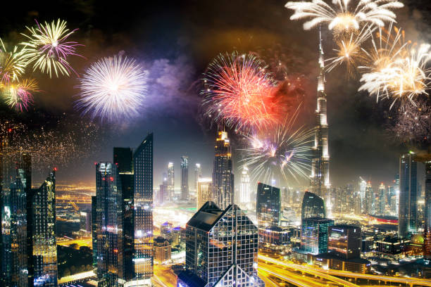 istock fireworks around Burj Khalifa - exotic New Year destination, Dubai, UAE 1179665343
