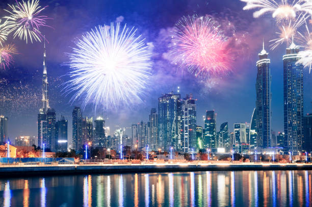 istock fireworks around Burj Khalifa - exotic New Year destination, Dubai, UAE 1179665352