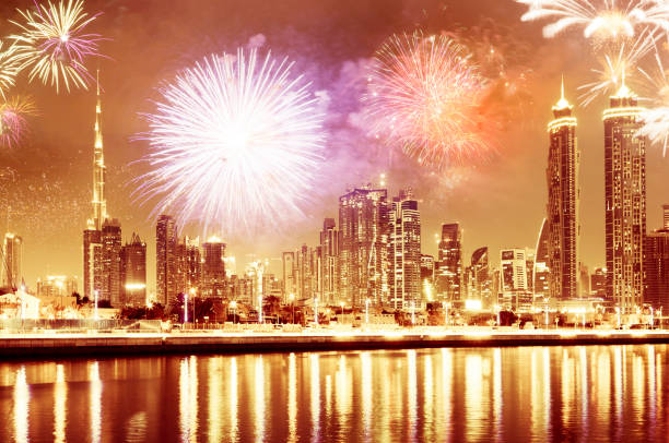 istock fireworks around Burj Khalifa - exotic New Year destination, Dubai, UAE 1179665357