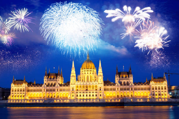 istock fireworks around Hungarian parliament-  New Year destination, Budapest 1179665714