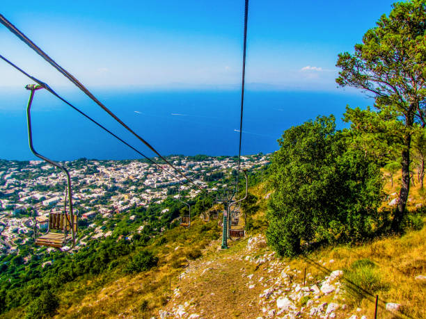 Chairlift on Monte Solaro, Capri, Italy stock photo