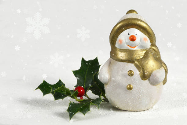 istock Christmas background with cute Snowman in winter scene 1179670292