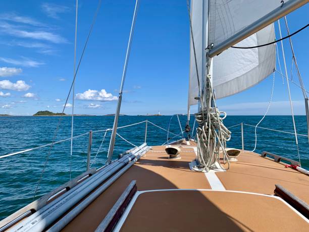 istock On deck, view of the ocean from a sailboat 1179676177