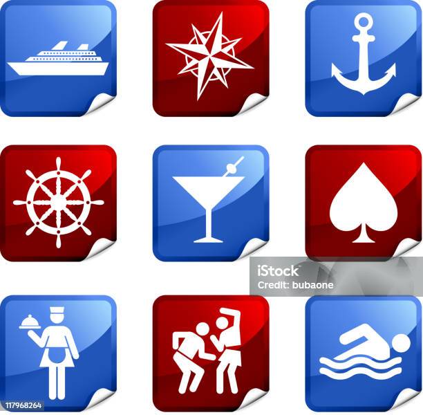 Kreuzfahrt Schiff Lizenzfreie Vektor Icon Set Aufkleber Stock Vektor Art und mehr Bilder von Alkoholisches Getränk