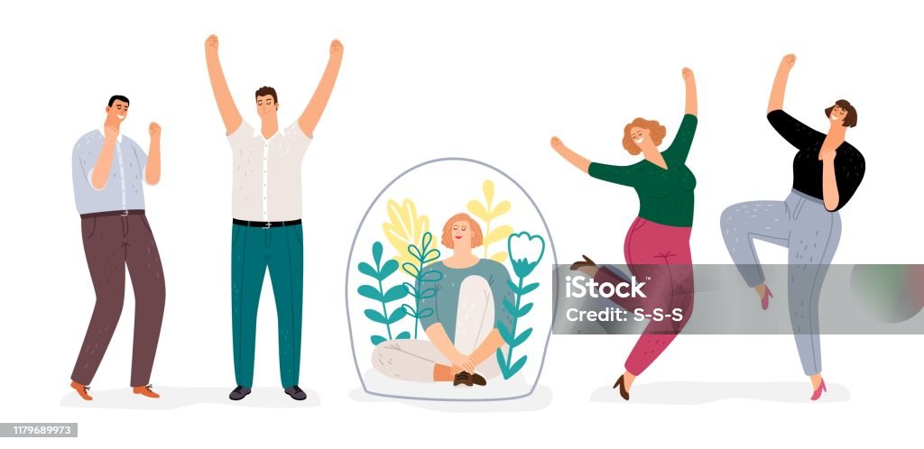 Extreme Introversion Or Extroversion Animation Introvert Vs Extroverted Stock Illustration - Download Image Now - Shy ...