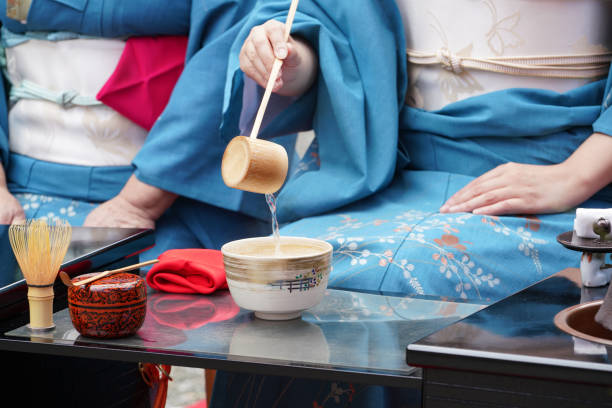 Japanese macha tea ceremony in the garden