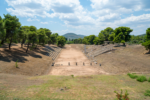 Ancient stadium of Epidaurus athletic track near the ancient theater.