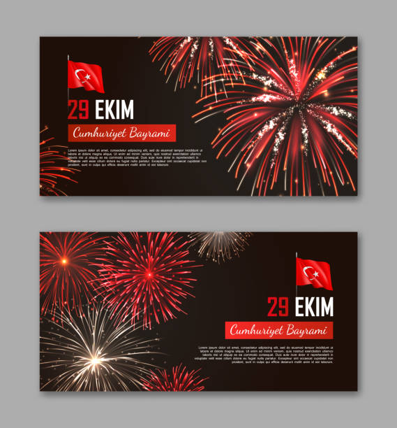 счастливый турецкий национальный день горизонтальных листовок - traditional culture flash stock illustrations