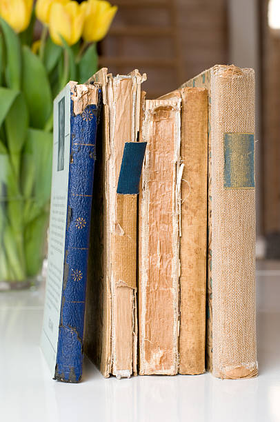 istock Old books stand in a row on a table 117969589