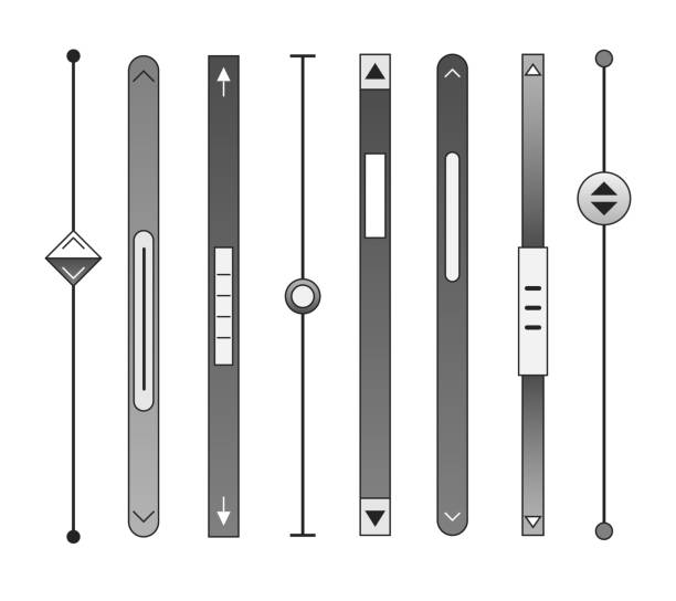 ilustrações de stock, clip art, desenhos animados e ícones de scrollbars bar set - sliding control panel control playing