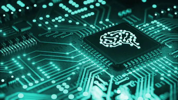 AI artificial intelligence concept Central Computer Processors CPU concept, 3d rendering, Circuit board, Technology background, Motherboard digital chip, Tech science background, machine learning