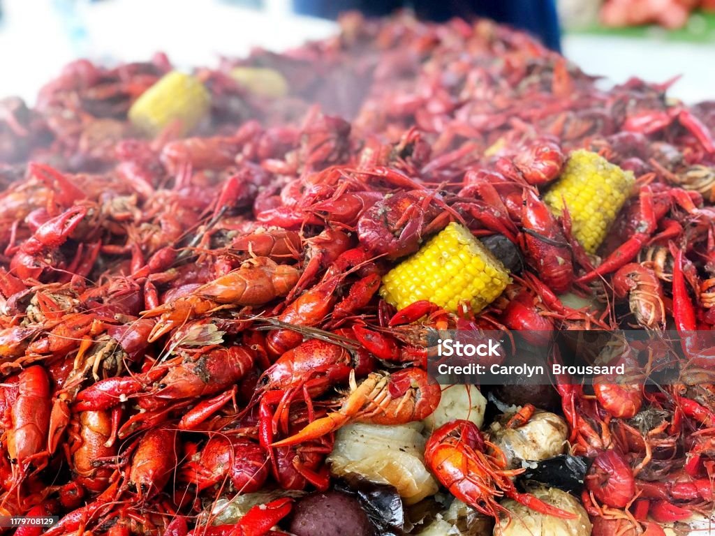 Crawfish Boil Crayfish - Seafood Stock Photo