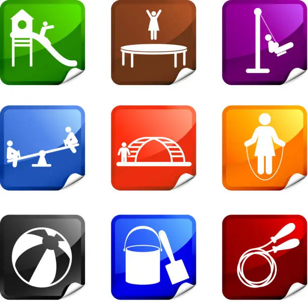 Vector illustration of playground royalty free vector icon set stickers