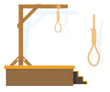Vector illustration of a Hangman's Gallows and Noose for crime and capital punishment.