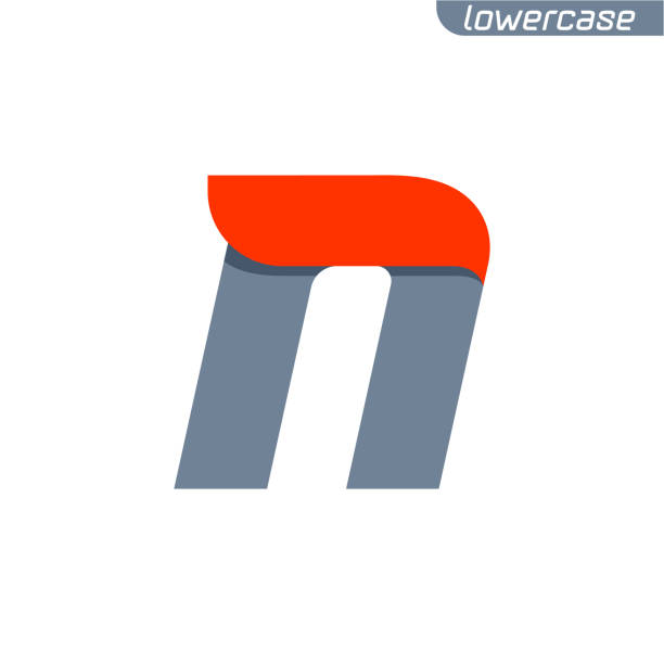 logo n litery z szybką czerwoną linią flagi. - letter n flash stock illustrations