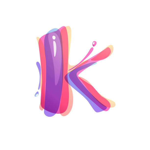 логотип буквы k, образованный акварелью брызг. - letter k painting red paint stock illustrations